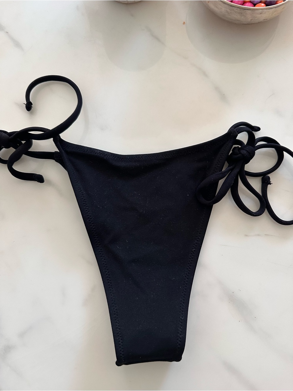 NWoT Eterne String bikini bottom black size small high rise - Picture 2 of 4